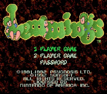 Lemmings (USA) (Rev 1) screen shot title